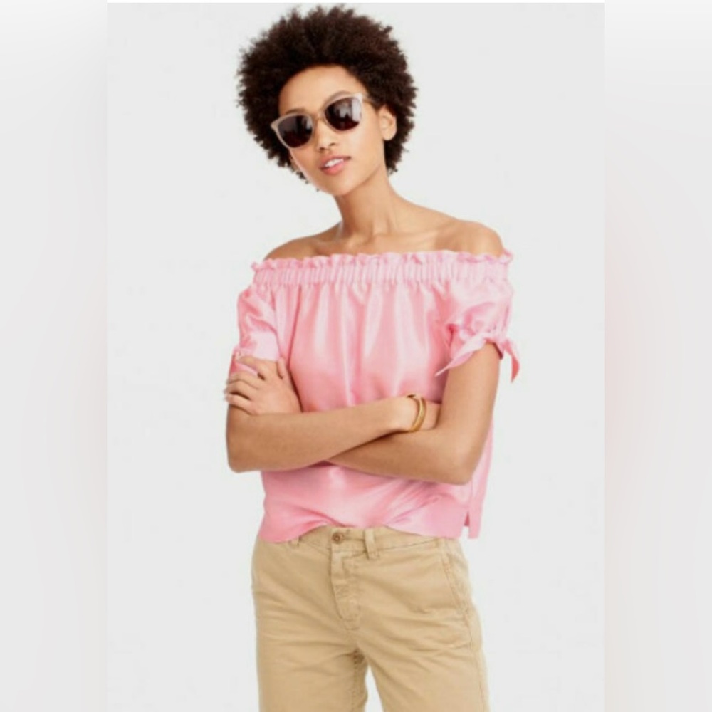 NWT J.Crew off-the-shoulder top in silk shantung Size 10 - Picture 3 of 8